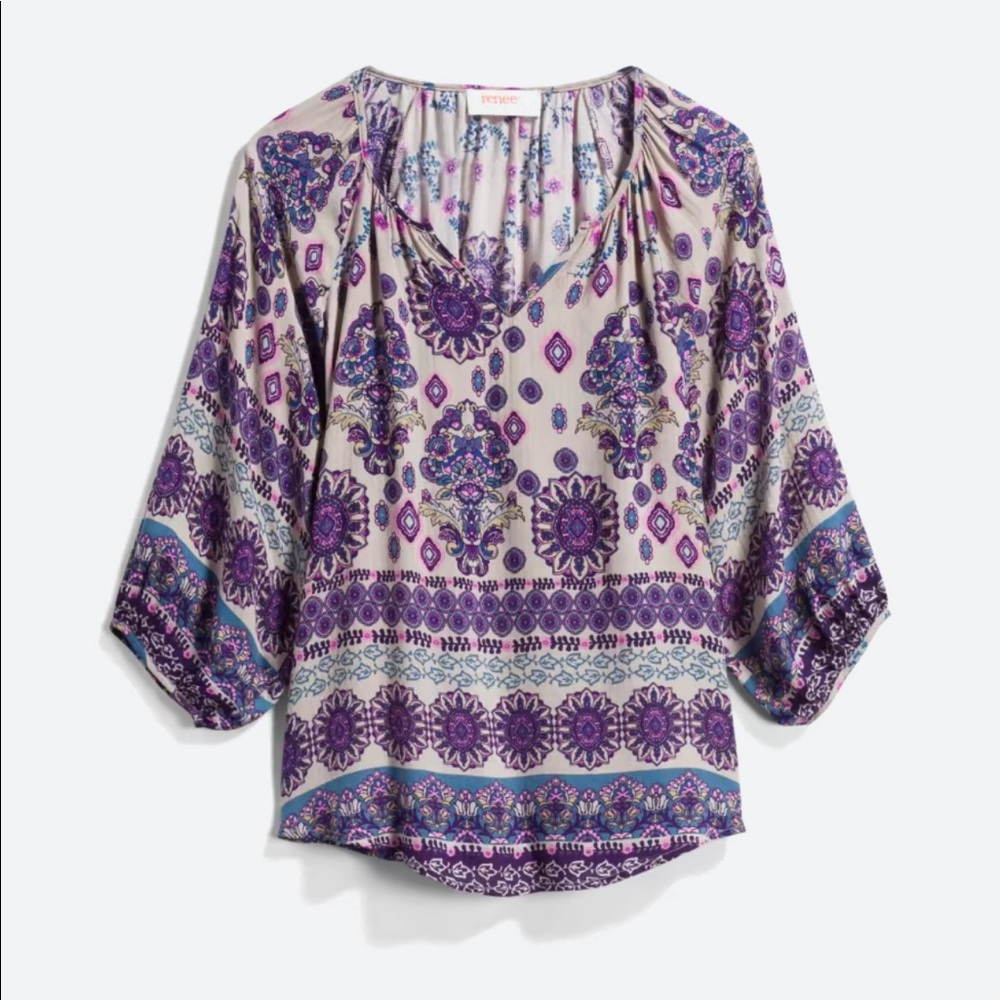 Verse Boho Billow Sleeve Printed Top - Picture 2 of 10